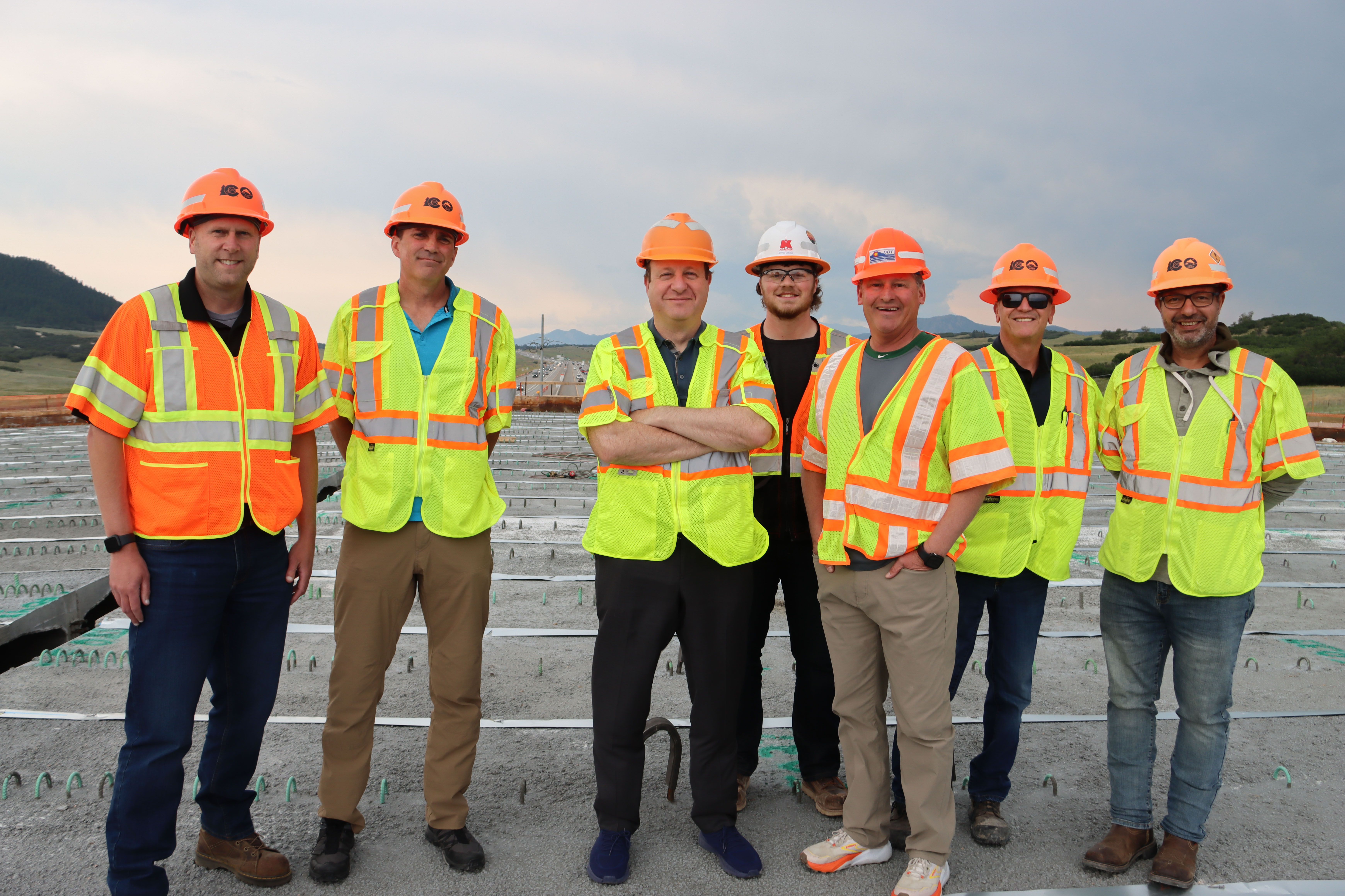 Governor Polis and Colorado Department of Transportation workers on Greenland Wildlife Overpass