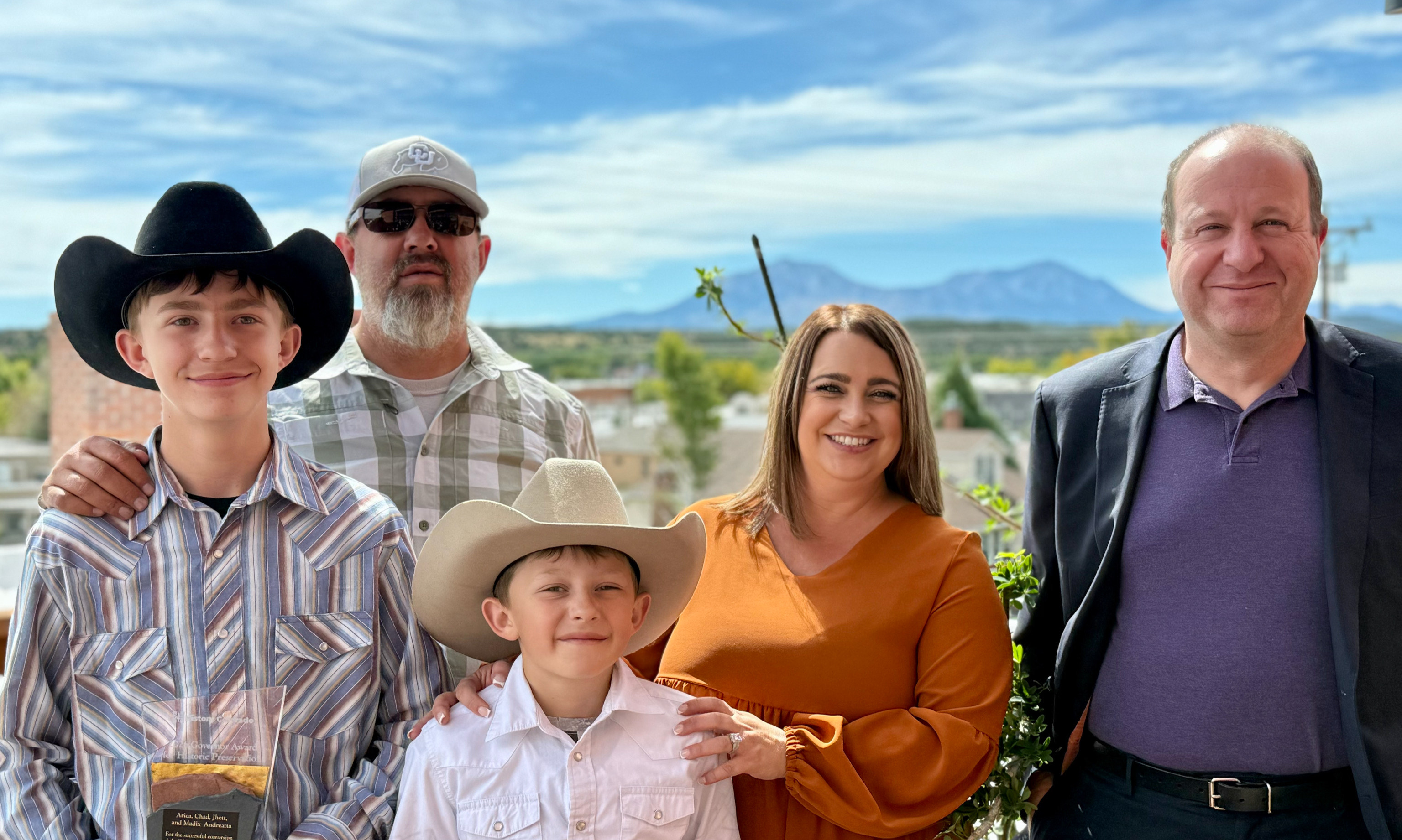 Governor Polis with the Andreatta Family, owners of Walsenburg Mercantile 
