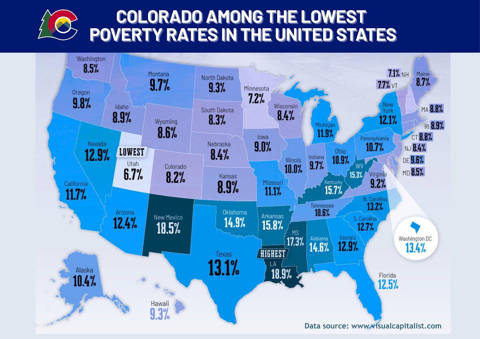 Map of Poverty Rates in the United States