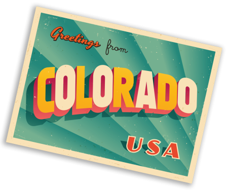 An image of a vintage looking Greetings from Colorado postcard.